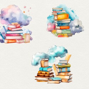 Watercolor School Books Clipart, Back To School books Clipart, Watercolor books School, 13 PNG Kids Books Clipart Digital Commercial Use