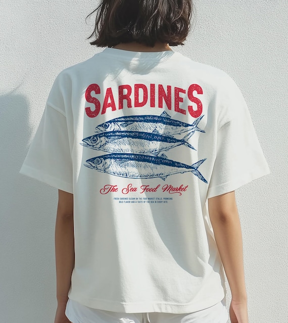 Vintage Sardines T-Shirt Design: Retro Seafood Art (PNG, PDF Digital Download