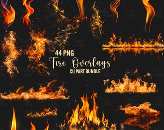 Fire overlays clipart, 44 png flame overlays, fire effects, backdrop fire transparent png elements, instant download commercial use