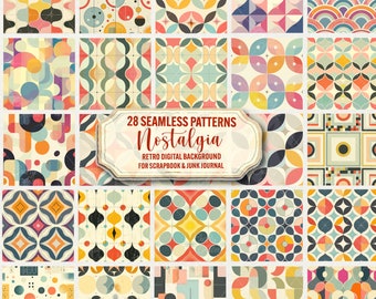 Retro geometrische patronen: vintage groovy texturen (digitaal papier)
