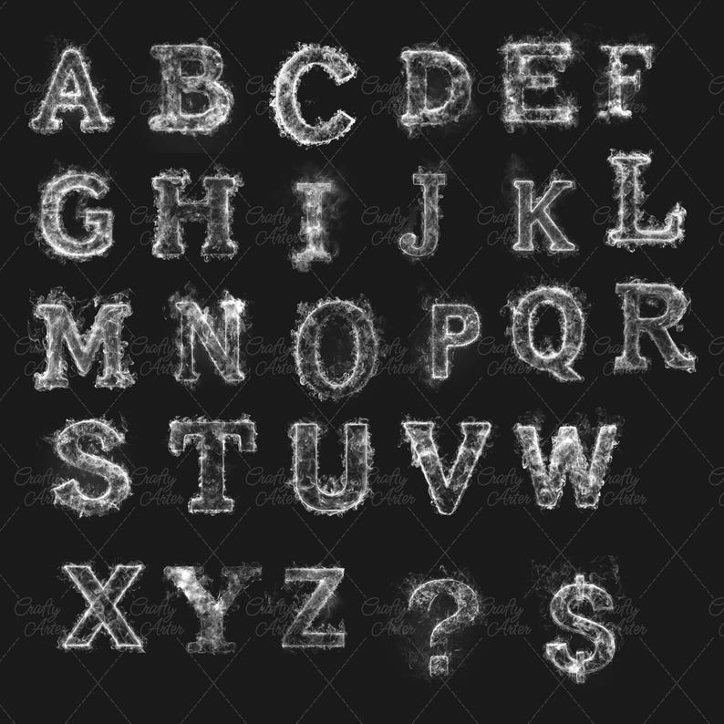 Smoke Alphabet Clipart: 40 PNG Photo Overlays (commercial Use) - Etsy