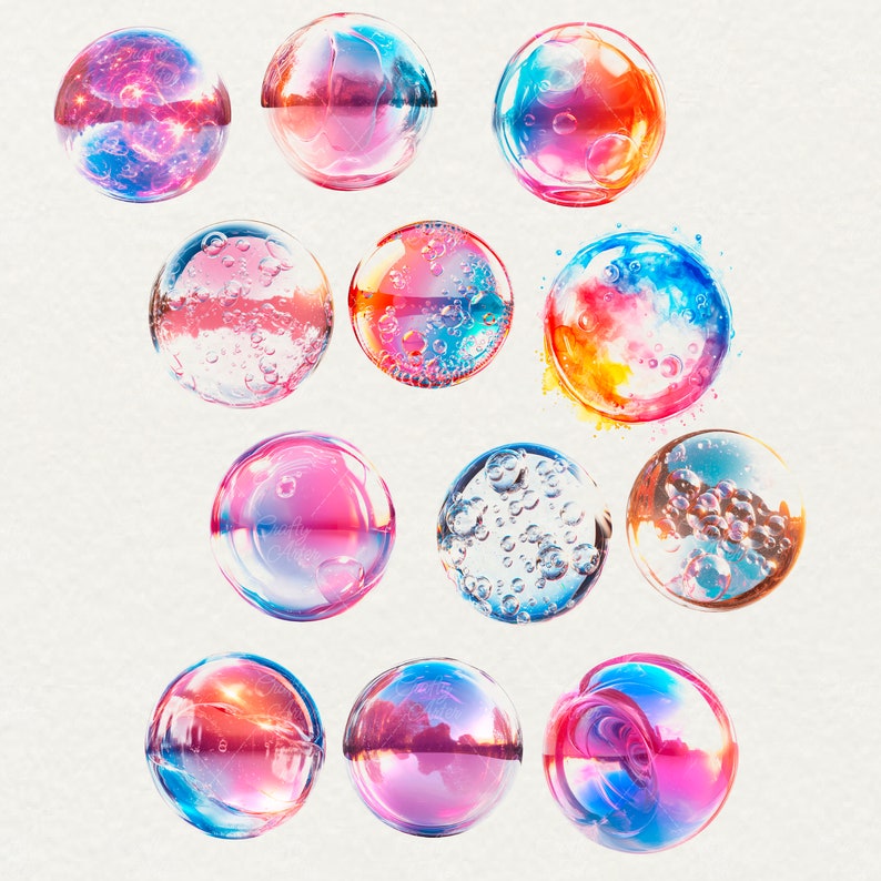 Watercolor Bubble Clipart: 67 Colorful PNG Overlays (commercial Use) - Etsy