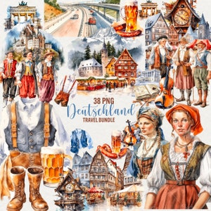 Aquarel Duitsland clipart, 38 png Duitsland traditionele clipart, natuur clipart Deutschland reizen clipart, commercieel gebruik