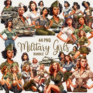 Militaire meisjes clipart, 44 PNG leger meisje illustraties, mooie vrouw clipart, soldaat meisje instant download voor commercieel gebruik