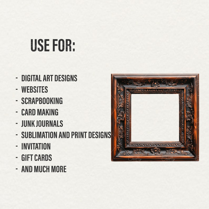 Wooden Frames Clipart, 37 png vintage ornate frames, antique wood frames, gold silver frame, digital scrapbook paper crafts, commercial use, Victorian Frame for Card Making Junk Journal, transparent background, rococo and baroque vintage