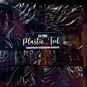 Plastikfolien-Overlays, 24 png transparente Folie, Wickeleffekt, digitale Elemente, Photoshop-Overlays, transparenter Hintergrund, kommerzielle Nutzung