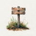 Watercolor Rustic Wood Sign Clipart: 24 PNG Graphics (digital Download ...