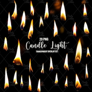 Superposiciones de llamas de velas, superposición de luz de velas, efectos de fuego de velas, superposición de Photoshop, elemento PNG transparente, descarga instantánea, uso comercial