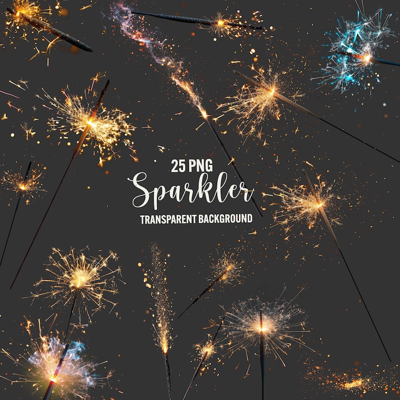 Sparkler overlays clipart, 25 png new years eve spark light, wedding sparkler, gold photoshop overlay, transparent background commercial use, photo editing, Birthday Overlay, Graduation Overlay, Digital gold overlay, Magic photo overlays