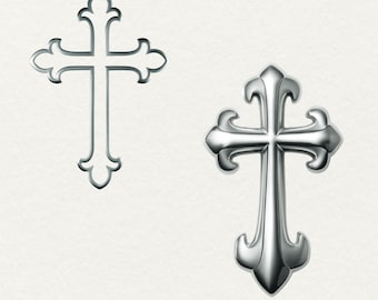 シルバーメタルクロス PNG クリップアート: Y2K ゴシック グラフィック