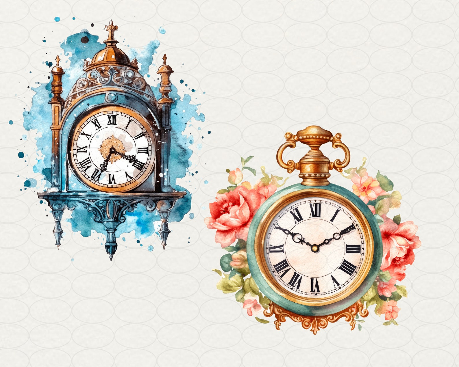 Vintage Clocks Clipart Antique Clock Clipart 24 PNG Vintage Etsy