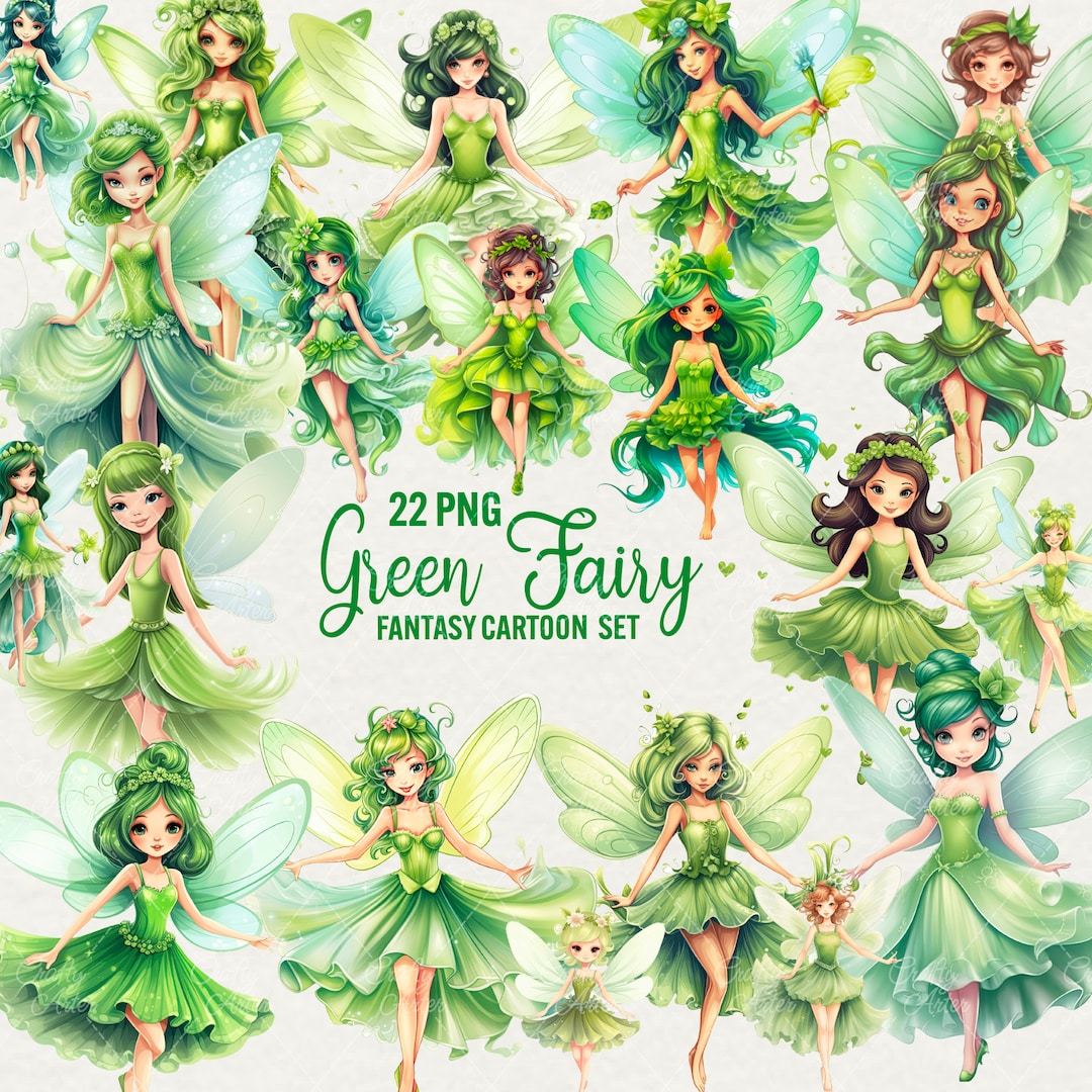 Green Fairy Clipart, 22 PNG Cartoon Fantasy Fairy, Magic Clipart ...