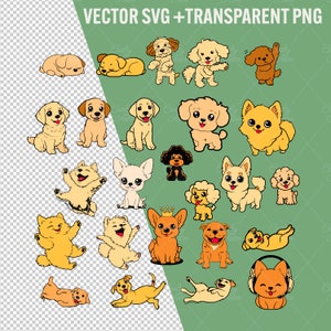 Cute Dogs Clipart, cute pet svg png bundle, puppies clipart, animal vector graphics, dog breeds, cute pet instant download, commercial use