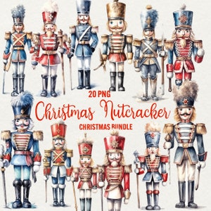 Clipart de quebra-nozes de Natal, clipart de inverno, época de férias, ilustração de quebra-nozes, 20 Png de uso comercial de Natal.