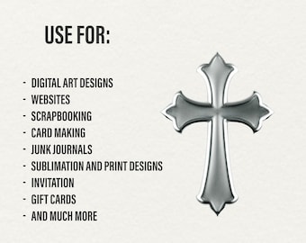 シルバーメタルクロス PNG クリップアート: Y2K ゴシック グラフィック