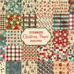 Christmas Digital Paper: 33 Seamless Festive Patterns (Commercial Use)
