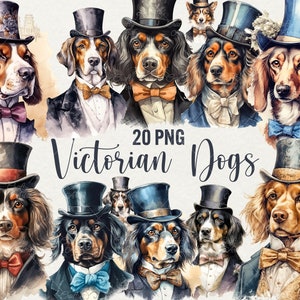 Aquarell viktorianische Hunde Clipart, Tier Clipart, 20 PNG schöne Hund Grafiken, Elegante Haustiere Clipart, Haustier Liebhaber Geschenk, kommerzielle Nutzung.