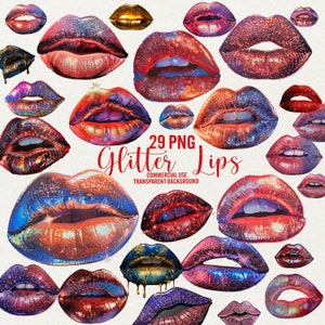 Glitter lips clipart, kiss png lips png stickers dazzling lips glamour sparkling make up clipart lipstick png digital commercial use