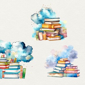 Watercolor School Books Clipart, Back To School books Clipart, Watercolor books School, 13 PNG Kids Books Clipart Digital Commercial Use