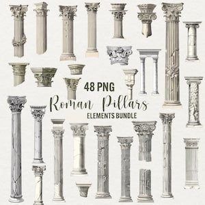 Pilastri clipart, colonna greca 48 png, colonne greche antiche, scultura romana, pilastro di architettura antica, download digitale uso commerciale