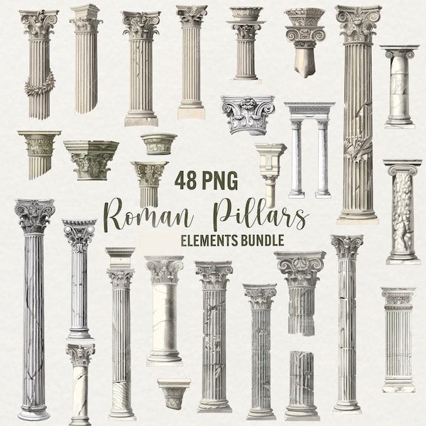 Pillars clipart, Greek column 48 png, ancient grece columns, roman sculpture, antique architecture pillar, digital download commercial use