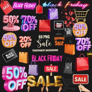 Black Friday-clipart, 69 png-verkoopoverlays, black friday-teken, marketingafbeeldingen, kortingsoverlays, transparante achtergrond, commercieel gebruik