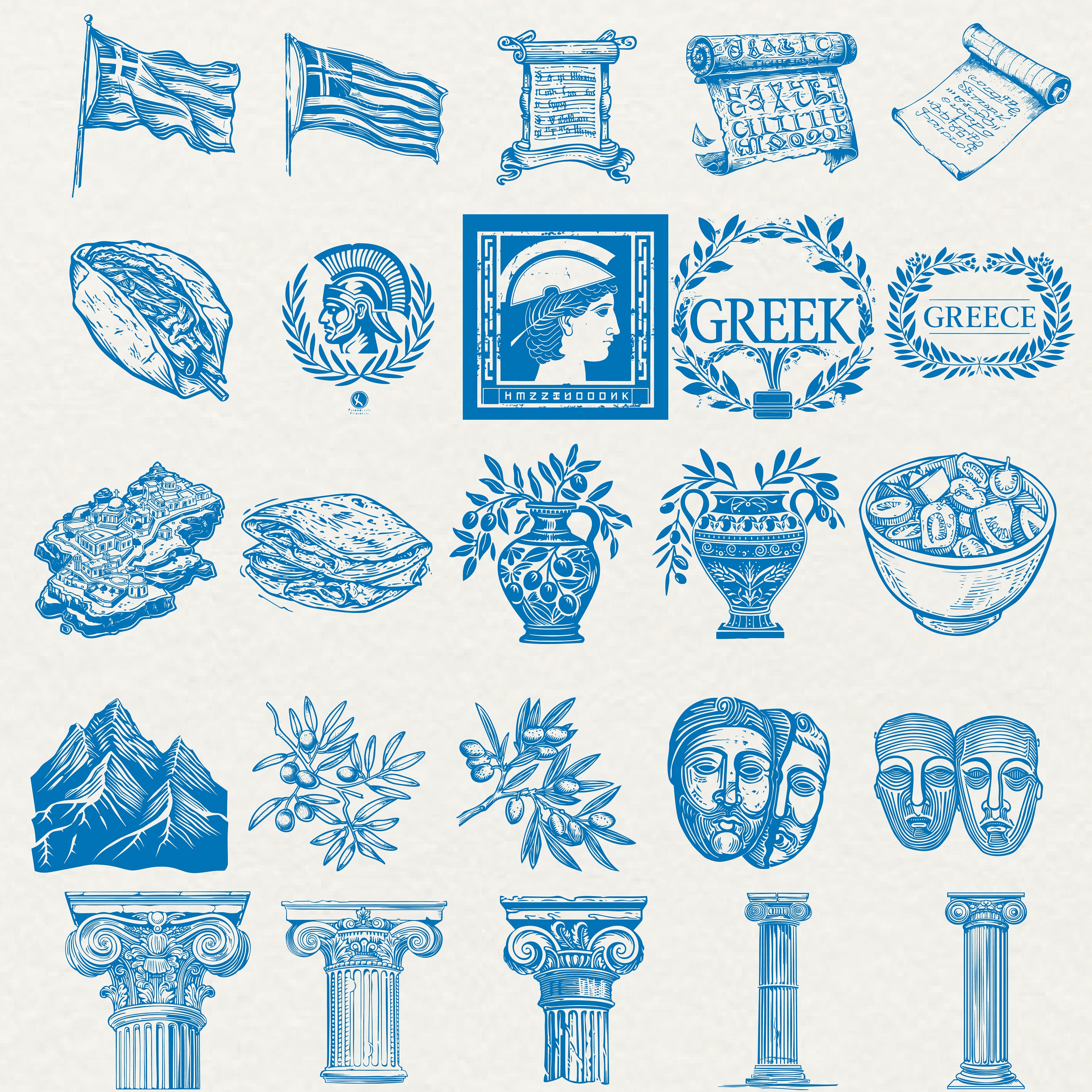 Greek Symbols Clipart Bundle: Ancient Greece Vector Graphics (PNG, SVG ...