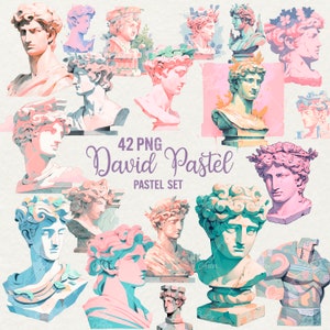 Clipart statue de David Grèce, 42 png David buste Sculpture aquarelle, statue antique grecque de David, clipart Art déco, usage Commercial