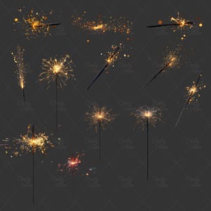 Sparkler overlays clipart, 25 png new years eve spark light, wedding sparkler, gold photoshop overlay, transparent background commercial use, photo editing, Birthday Overlay, Graduation Overlay, Digital gold overlay, Magic photo overlays