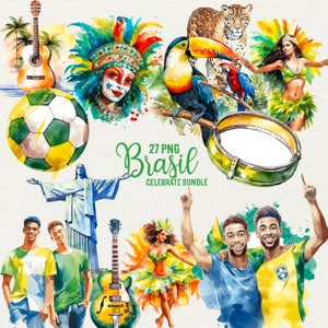 Aquarell Brasilien Clipart, 27 PNG Reise Clipart, Reise Clipart Fußball, Brasilien, Corcovado, Tiere Kommerzielle Nutzung