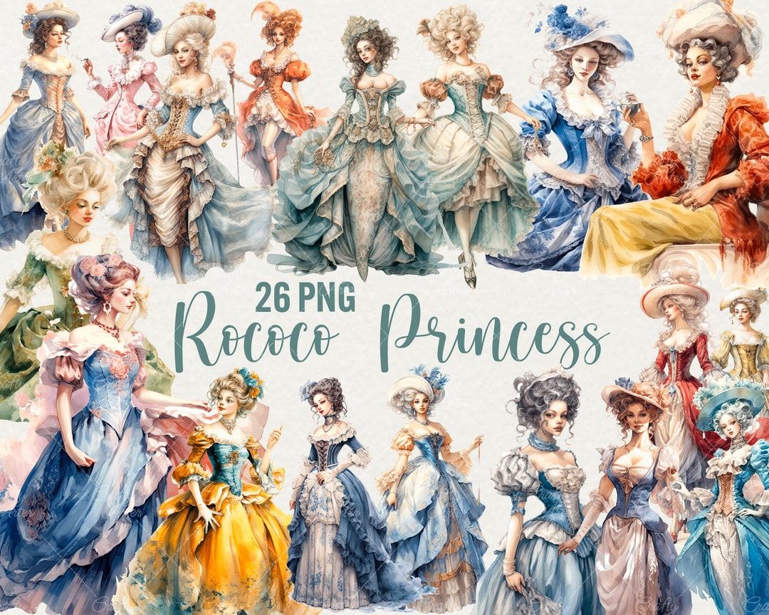 Rococo Ladies Clipart: Watercolor Princess, 26 PNG (digital Download ...