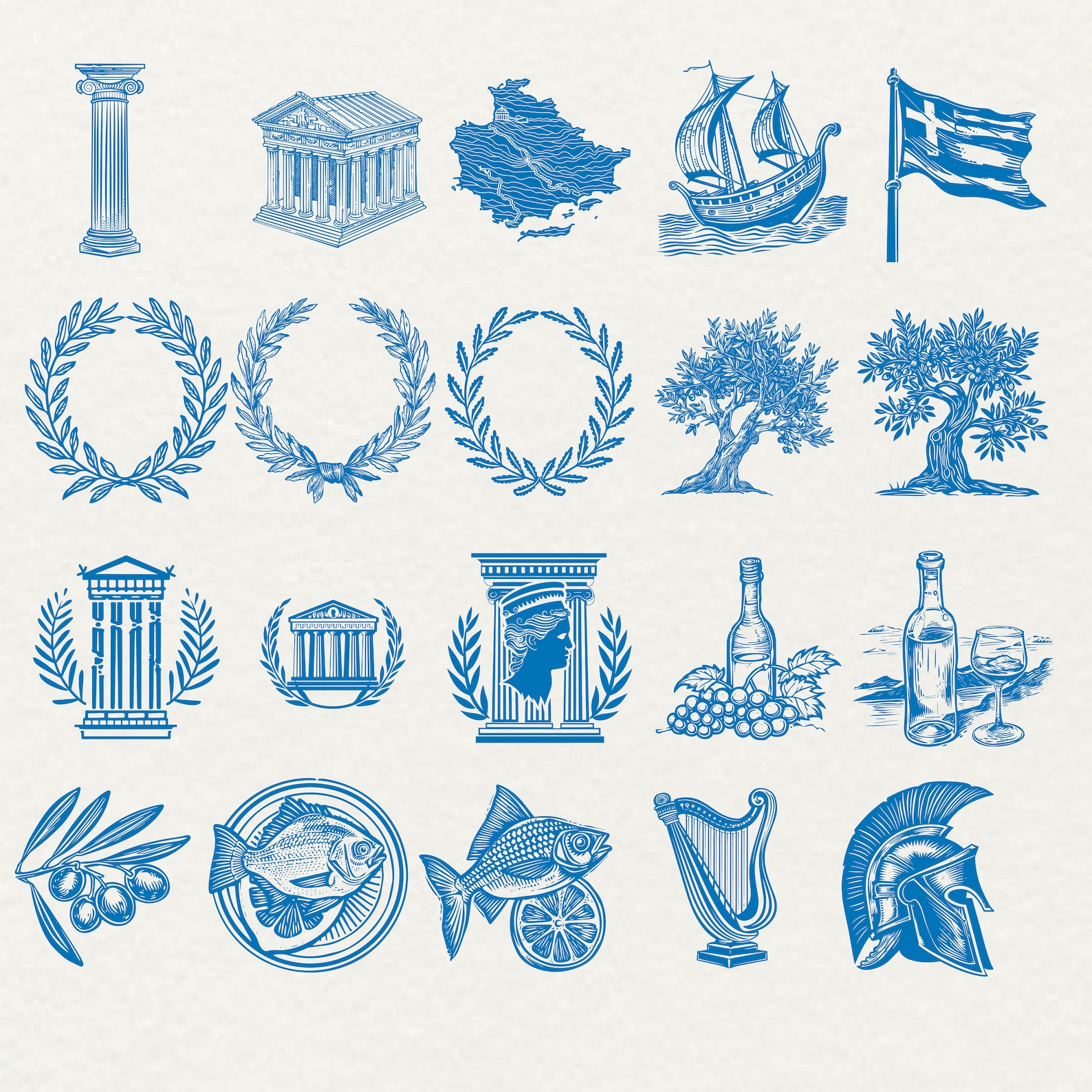 Greek Symbols Clipart Bundle: Ancient Greece Vector Graphics (PNG, SVG ...
