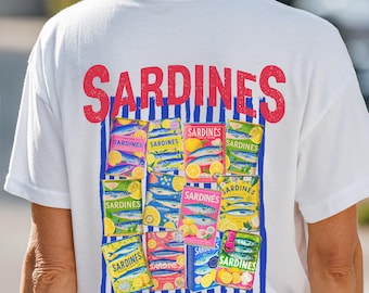 Retro Sardines T-Shirt Design: Seafood Market PNG (Commercial Use, Digital Download