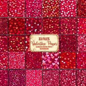 Liebe Digital Papier, 33 nahtlose rot rosa Glitzer Papier Herzen Digital Papier Glitrer Muster, Papier Liebe Hintergrund Kommerzielle Nutzung