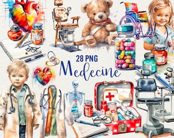Clipart medico ad acquerello 28 png - Ospedale, medici, medicina, assistenza sanitaria, visita medica - Uso commerciale