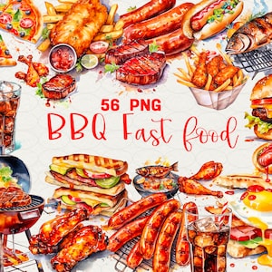 BBQ Clipart GRILL Clipart 56 PNG Leckeres Fast Food gegrilltes Steak Grillwurst, Burger, Hot Dog, Fast Food Clipart, Grillfisch, kommerzielle Nutzung