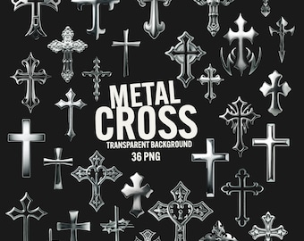 シルバーメタルクロス PNG クリップアート: Y2K ゴシック グラフィック