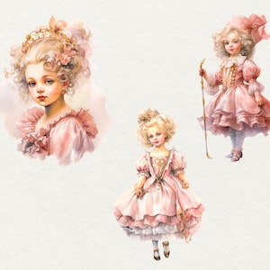Watercolor Princess Clipart Clip Art, 16 PNG Pink Princess Clipart ...