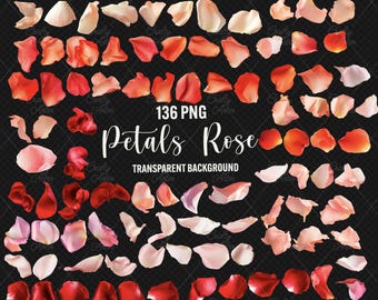 Rose Petals Clipart: Red, Pink, Peach, Ivory Overlays (PNG Digital Download)