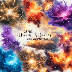 Sovrapposizioni di schizzi di sogno, 38 png schizzi di nebulosa sognante, sfondo celeste, elementi digitali trasparenti della galassia cosmica, uso commerciale