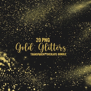Imágenes prediseñadas de superposiciones de brillo dorado, polvo dorado de 20 png, fondo con brillo brillante, superposiciones de polvo dorado, elementos digitales de álbum de recortes para uso comercial