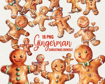 Weihnachten Lebkuchen Mann Clipart: Urlaub PNG Illustrationen (16 Png)