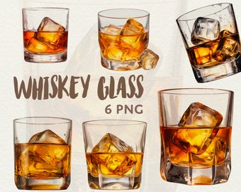 Whiskey Bourbon Glass Clipart Watercolor Cocktail Bourbon Glass Drinks Clipart Set 6 PNG Digital Art Instant Download Menu drink ideas