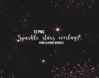 Pink Sparkle Stars Clipart Overlays: Sternenstaub-Glitter (13 PNG)