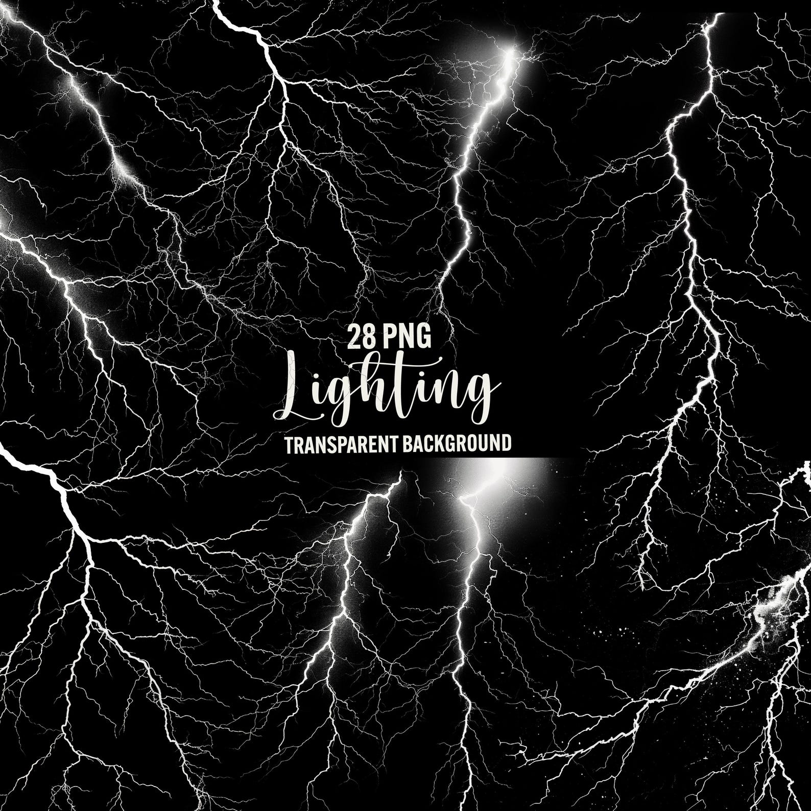 White Lightning Overlays: 28 PNG Photo Effects (commercial Use) - Etsy