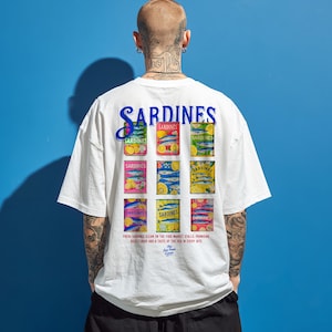 Sardines T-Shirt Design, fish tin Illustration, trendy shirt design, retro seafood market sublimation, instant download commercial use