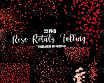 Falling Red Rose Petals PNG Overlays: Romantic Photo Effects (Commercial Use)