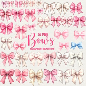Ribbon pink Bow  png bows clipart, silk bow, pastel bow illustration, watercolor bow print, pink bows, scrapbook junk journal commercial use