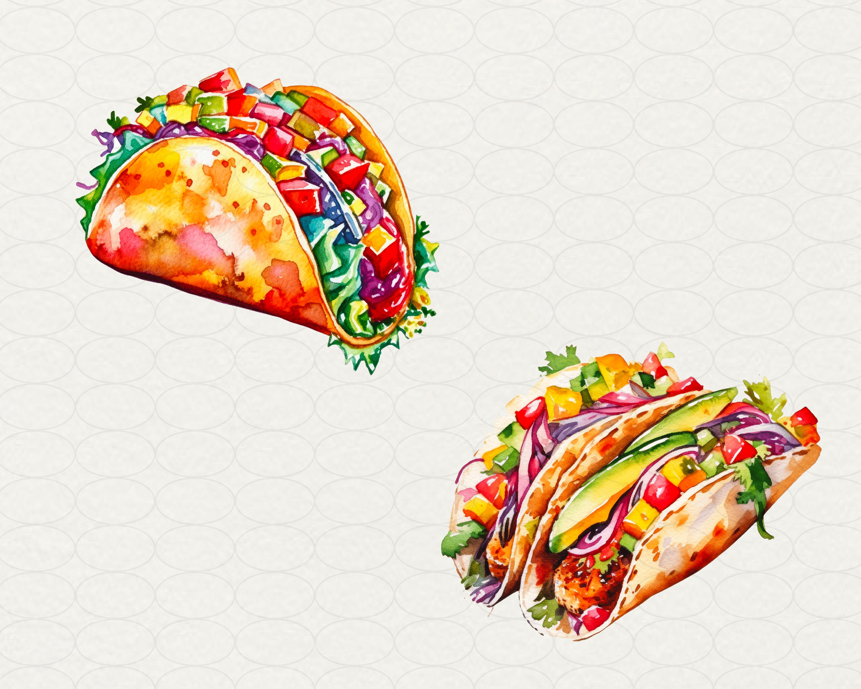 Watercolor Tacos Clipart: Mexican Food Illustrations (17 PNG) - Etsy