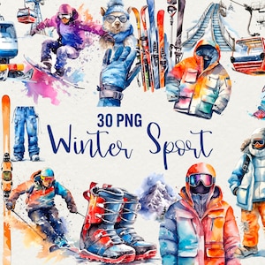 水彩冬季スポーツ クリップアート、30 png スノーボード クリップアート、スキー 自然 クリップアート、旅行 クリップアート、休日 クリップアート、商用利用